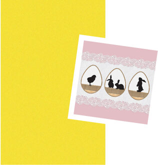 duni Pasen tafel dekken decoratie set - geel tafelkleed 138 x 220 cm - en 20x paas thema servetten