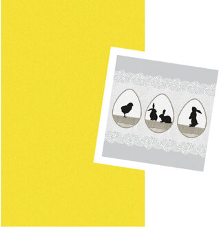 duni Pasen tafeldecoratie set geel tafelkleed en 20x paas thema servetten met paas decoraties