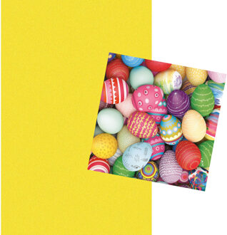 duni Pasen tafeldecoratie set geel tafelkleed en 20x paas thema servetten met paas decoraties