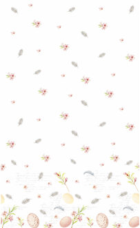 duni Pasen tafelkleed/tafellaken paaseieren wit/roze 138 x 220 cm