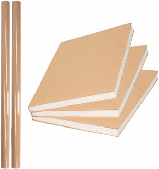 duni rol Kaftpapier/verzendpapier rol - 2x stuks - 500 x 70 cm - bruin - 80 grams kwaliteit