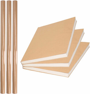 duni rol Kaftpapier/verzendpapier rol - 5x stuks - 500 x 70 cm - bruin - 80 grams kwaliteit