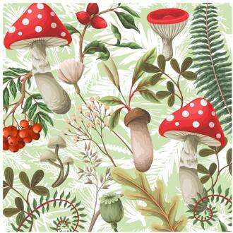 duni Servetten Forest Fungi 33x33cm groen