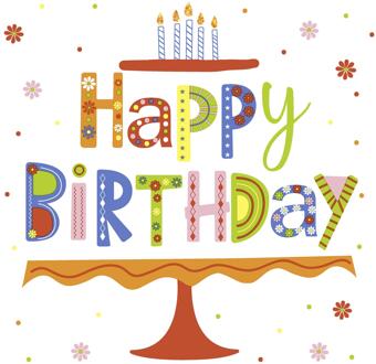 duni Servetten Happy B-day 33x33cm wit