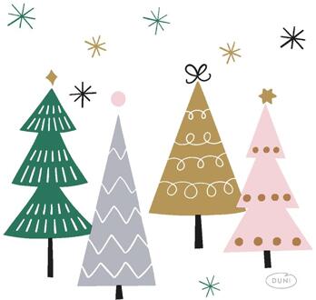 duni Servetten Noel Trees 24x24cm multi