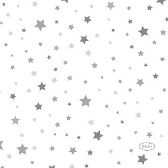 duni Servetten Silver Stardust 24x24cm wit