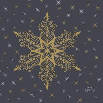 duni Servetten Snowstars Black 24x24cm zwart