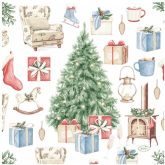 duni Servetten Tree and Gift 33x33cm multi