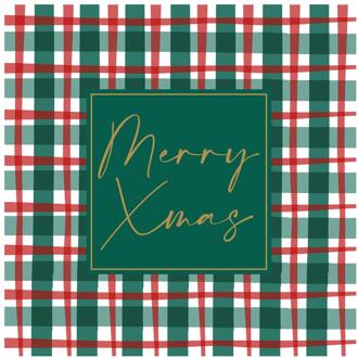 duni Servetten Xmas Check 24x24cm groen
