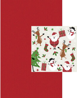 duni Tafelkleed met servetten kerst thema rood - Tafellakens Multikleur