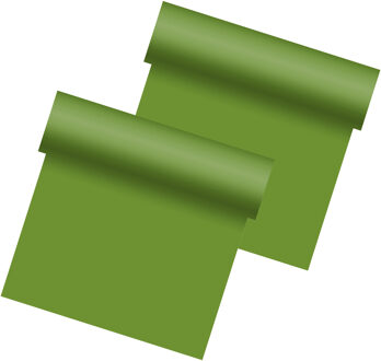 duni tafelloper - 2x - papier - bladgroen - 480 x 40 cm