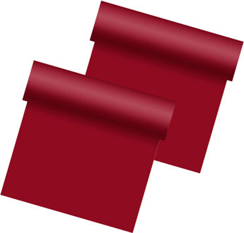 duni tafelloper - 2x - papier - bordeaux rood- 480 x 40 cm