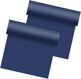 duni tafelloper - 2x - papier - donkerblauw - 480 x 40 cm