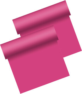 duni tafelloper - 2x - papier - fuchsia roze - 480 x 40 cm