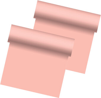 duni tafelloper - 2x - papier - lichtroze - 480 x 40 cm