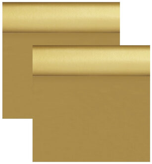 duni Tafelloper/placemats - 2x - goud - 40 x 480 cm - dunicel FSC papier - tafellaken