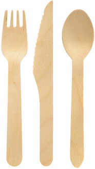 duni wegwerp bestek - hout - 90 delig - wegwerp - lepels - messen - vorken - 16 cm
