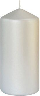 duni Zilveren cilinder kaarsen /stompkaarsen 15 x 7 cm 52 branduren sfeerkaarsen - Stompkaarsen Zilverkleurig