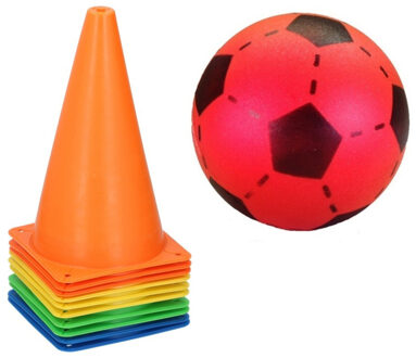 Dunlop 10x Stuks sport/voetbal training pionnen 23 cm met rode soft voetbal