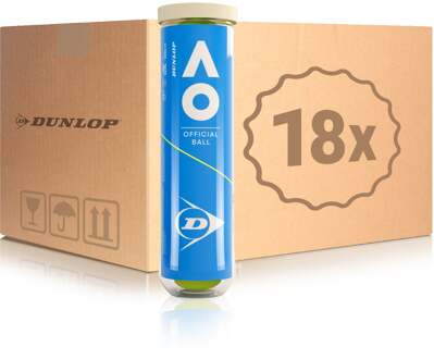 Dunlop 18x verpakking 4 stuks Australian Open geel - nosize