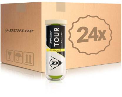 Dunlop 24x verpakking  3 stuks Tour Brilliance geel - nosize