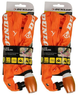 Dunlop 2x Fiets kettingslot oranje - Action products