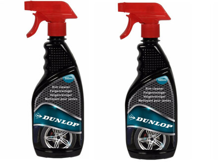 Dunlop Auto onderhoud velgen reiniger - 2x stuks - 500 ml - spray bus - schoonmaakmiddel