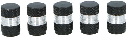 Dunlop Autobanden ventieldoppen - 5 delig - zwart - aluminium - Opvallende ventieldopjes