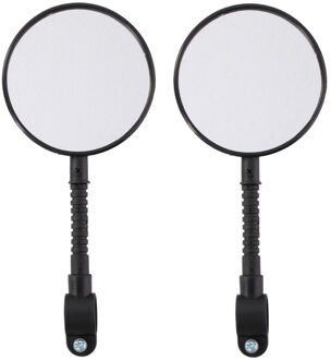 Dunlop Fietsspiegel - 2x - D8 cm - flexibel draaibaar - met reflector - zwart - rond - 27 cm
