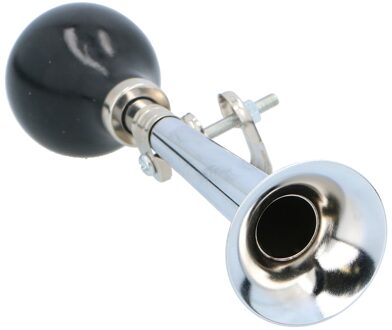 Dunlop fietstoeter met lucht knijp bediening - metaal - 21 cm - zilver - fiets accessoires/toeter