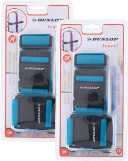 Dunlop Kofferriem - 4x - verstelbaar - blauw - 190 cm x 5 cm - polyester/kunststof