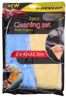 Dunlop Poetsset - 2x Poetsdoeken - zeemspons - auto / ramen? - Auto accessoires