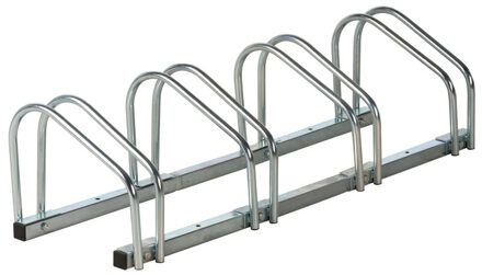 Dunlop ProPlus Fietsenrek muur/grond standaard - voor 4 fietsen - metaal - 98 x 32 x 26 cm - Fietsenrekken Grijs