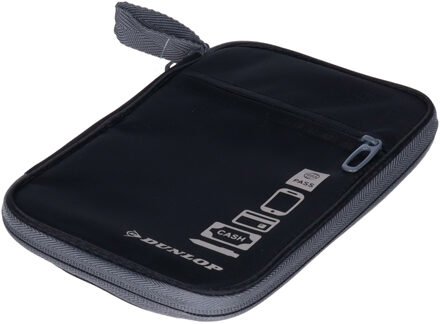 Dunlop Reisportemonnee - zwart - 13 x 20.5 cm - bevestigingslus - diverse vakken - polyester