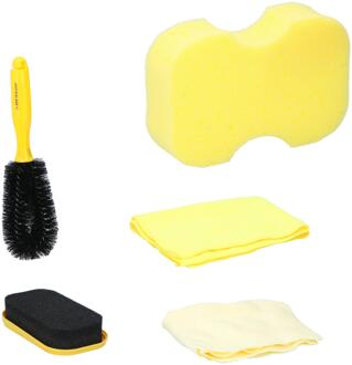 Dunlop Schoonmaakset auto - 5 Stuks - Incl. Bewaartas - Volledige Set Geel