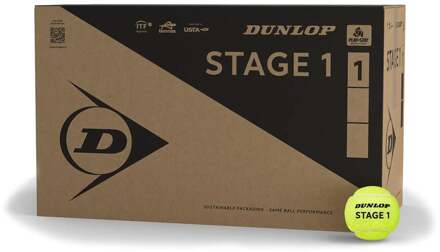 Dunlop Stage 1 Green Play + Stay-bal 18x verpakking 4 stuks -geel - nosize