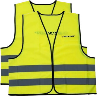 Dunlop Veiligheidsvest - 2x - geel - reflecterend - voor volwassenen - one size model One size