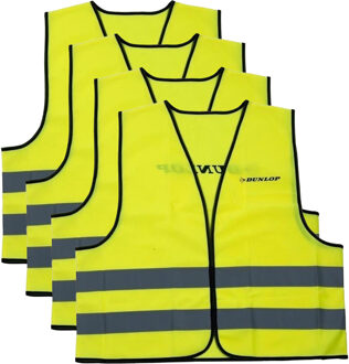 Dunlop Veiligheidsvest - 4x - geel - reflecterend - voor volwassenen - one size model One size