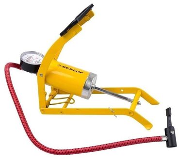 Dunlop Voetpomp fietspomp/ballen/autobanden - geel - met mano meter / drukmeter - 8 bar
