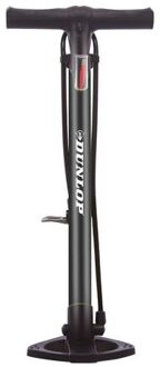 Dunlop Zwarte fietspomp staand met extra ventielen 63 cm - Fiets/autobanden oppompen - Fiets accessoires pomp