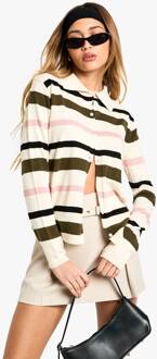 Dunne Gestreepte Geribbelde Gebreide Trui, Pink - L