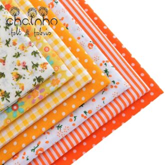 Dunne Katoenen Stof Patchwork Voor Naaien Plakboek Doek Fat Quarters Tissue Voor Quilt Handwerken Patroon 50*50Cm Geel 7Pcs
