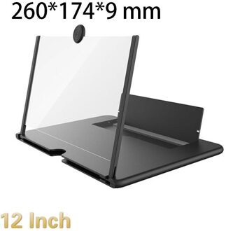 Dunne Opvouwbare Mobiele Telefoon Versterker Vergrootglas Doorwaadbare 3D Versterker Video 10/12 Inch Drawable 3D Mobiele Telefoon Screen Versterker 12 duim zwart