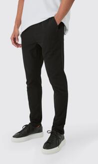 Dunne Stretch Slim Fit Broek Met Elastische Taille, Black - XL