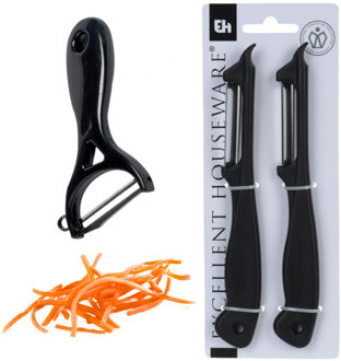 Dunschiller/aardappelmesjes set 2x stuks zwart incl. klassieke dunschiller