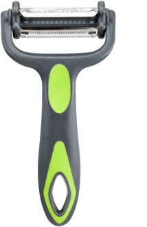 Dunschiller Profi - grijs/groen - kunststof - 15 cm - aardappelschiller met 3 mesjes