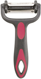 Dunschiller Profi - grijs/roze - kunststof - 15 cm - aardappelschiller met 3 mesjes