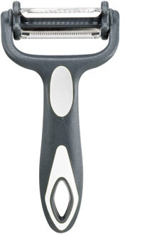 Dunschiller Profi - grijs/wit - kunststof - 15 cm - aardappelschiller met 3 mesjes