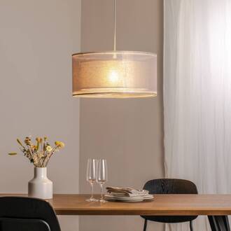 Duo Den Light hanglamp, zilvergrijs, Ø 50 cm, linnen, PVC
