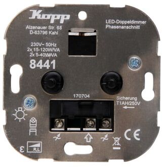 Duo-dimmer 230V Led lampen 2x 5 - 40W, Kopp